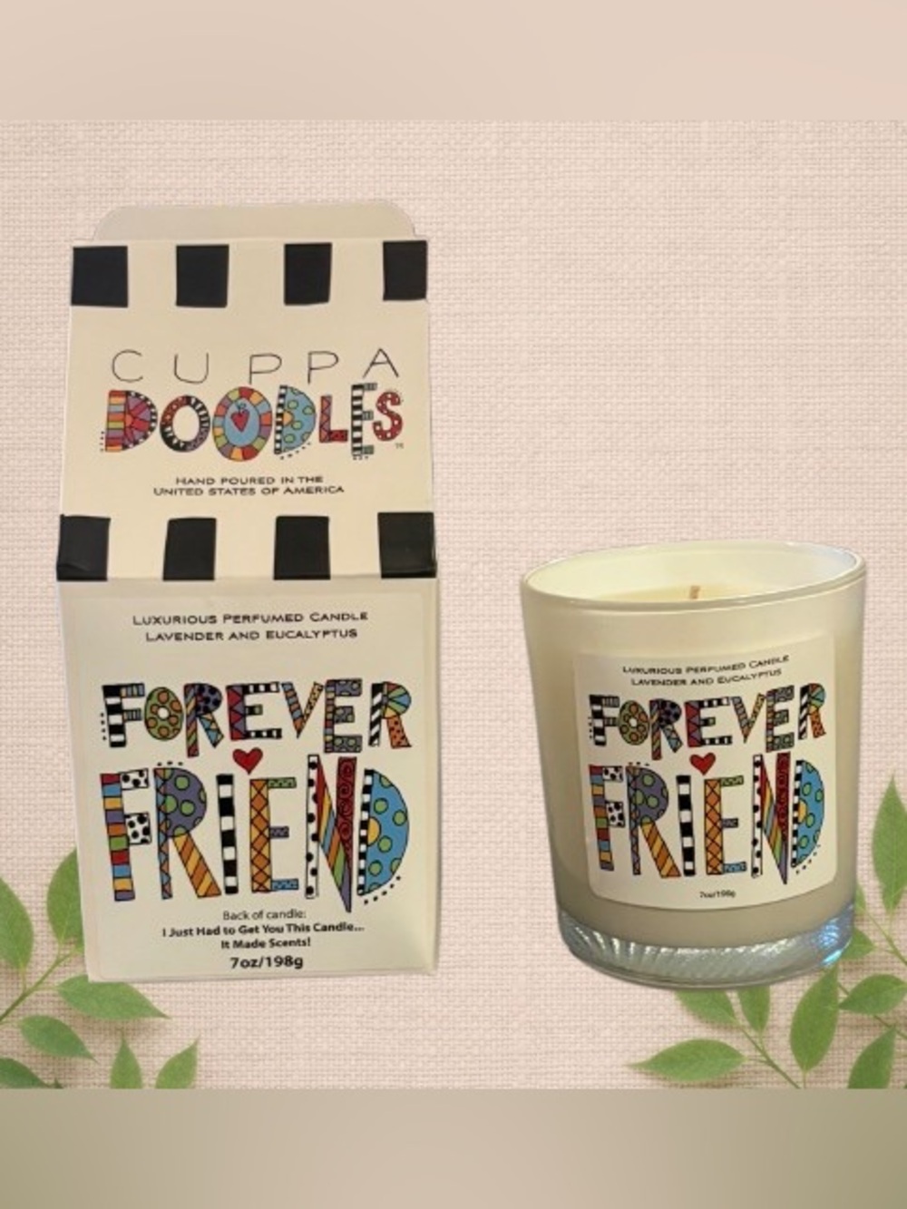 Cuppa Doodles “Forever Friend” Candle – Hand Poured, Lavender + Sage
